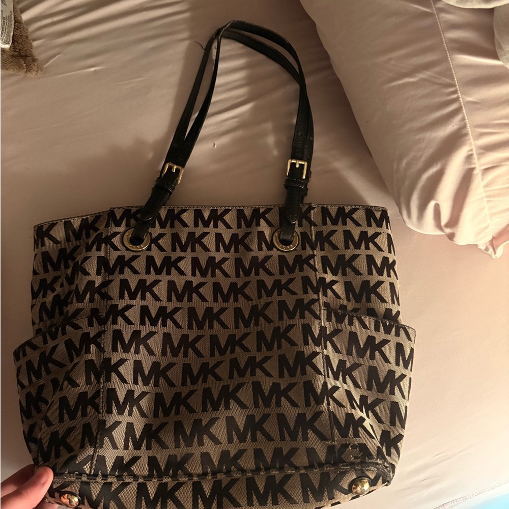 Michael Kors Signature Black and Tan Tote